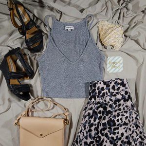 Community Grey Knit Tank Crop Top size Medium